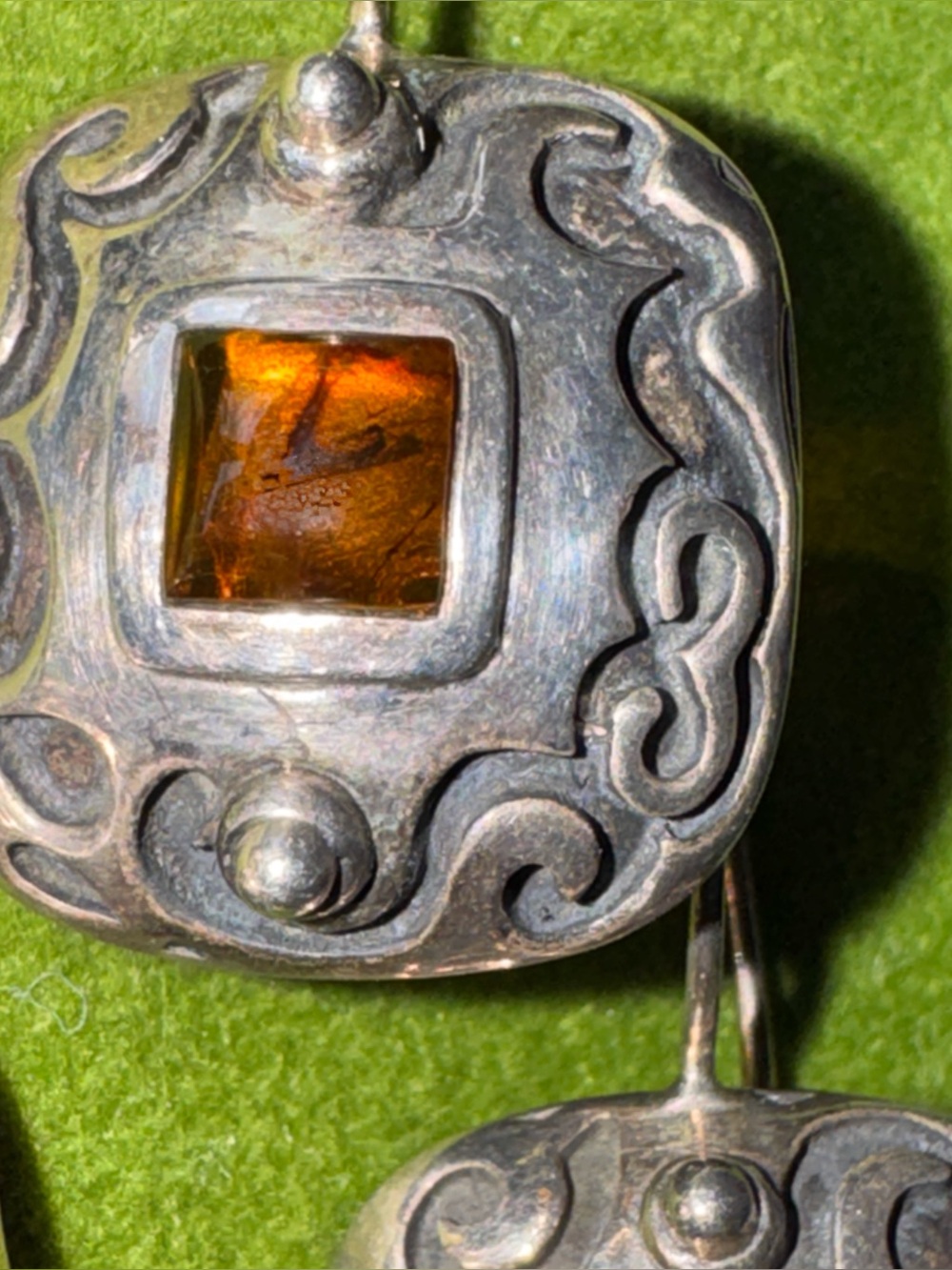 Silpada Sterling Silver Square Scroll Amber Pendant & Earrings Set W0911 S0908 - Picture 6 of 7